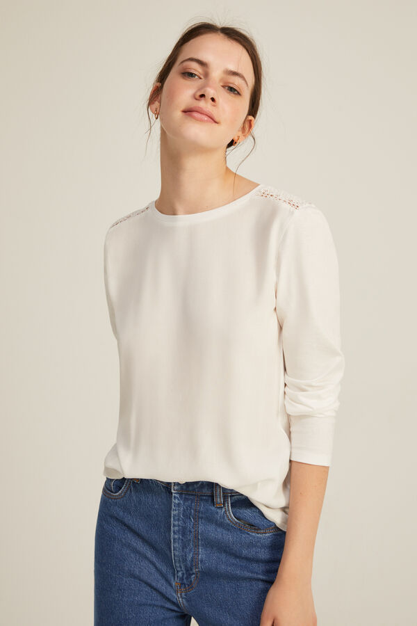 Springfield T-shirt Bimat&eacute;ria Crochet castanho