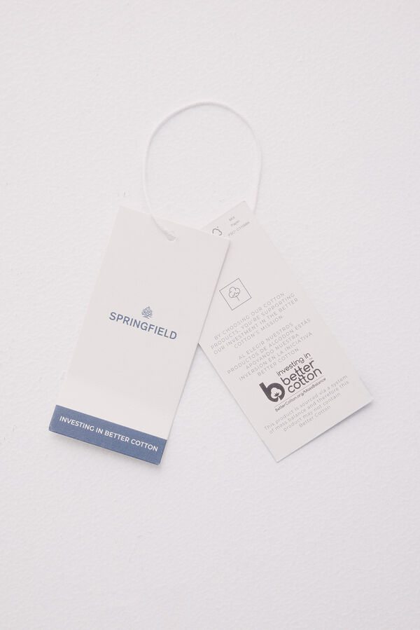 Springfield Camisa de algod&atilde;o de manga curta com micro listras bege