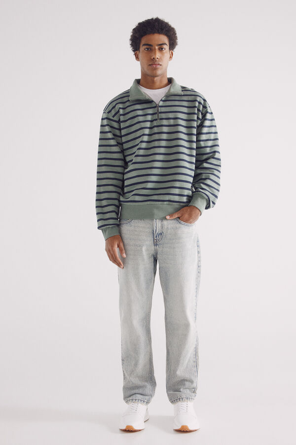 Springfield Sudadera camionero rayas verde