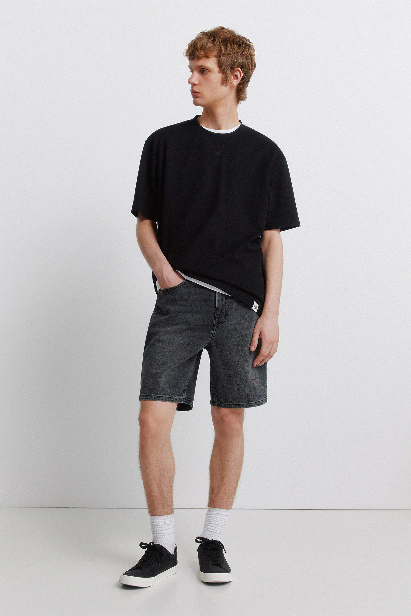 Springfield Bermuda vaquera negro lavado regular fit