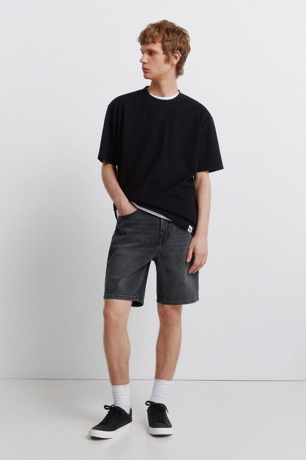 Springfield Bermuda vaquera negro lavado regular fit gris