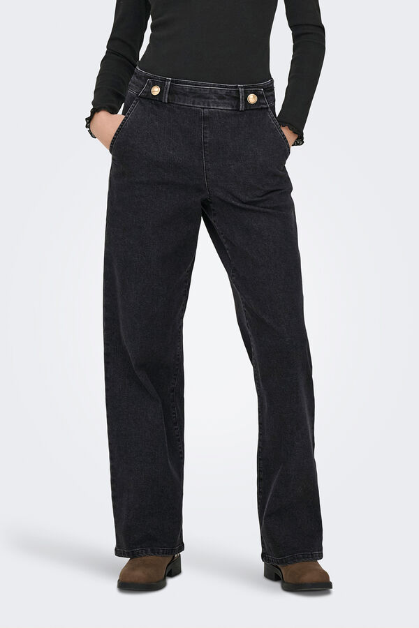 JDY Jeans wideleg tiro alto gris