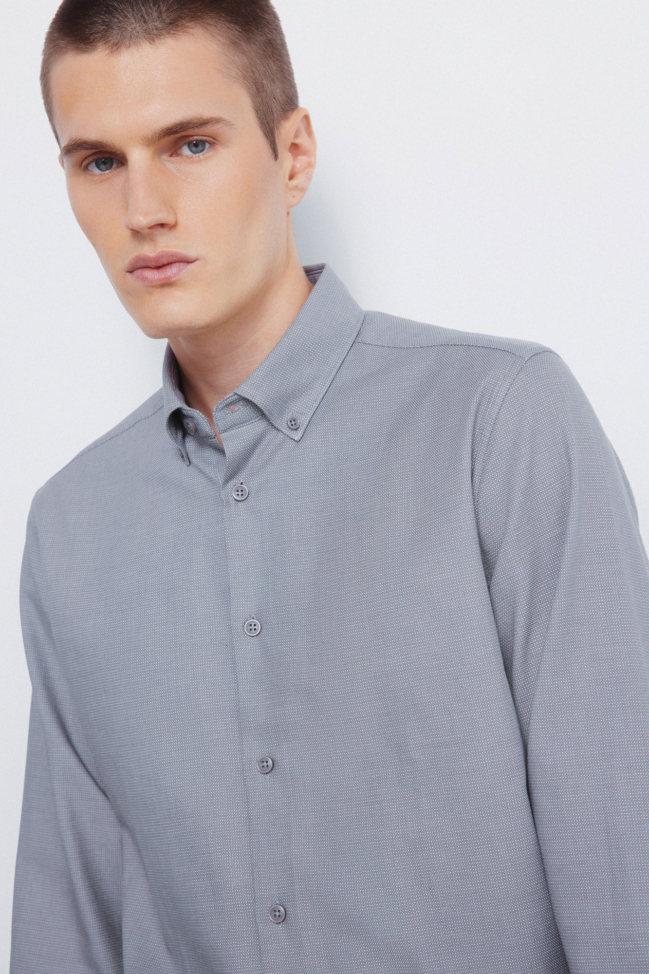 Springfield Camisa vestir estructura bicolor
