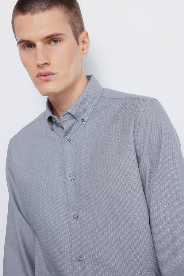 Springfield Camisa social estruturada bicolor cinzento