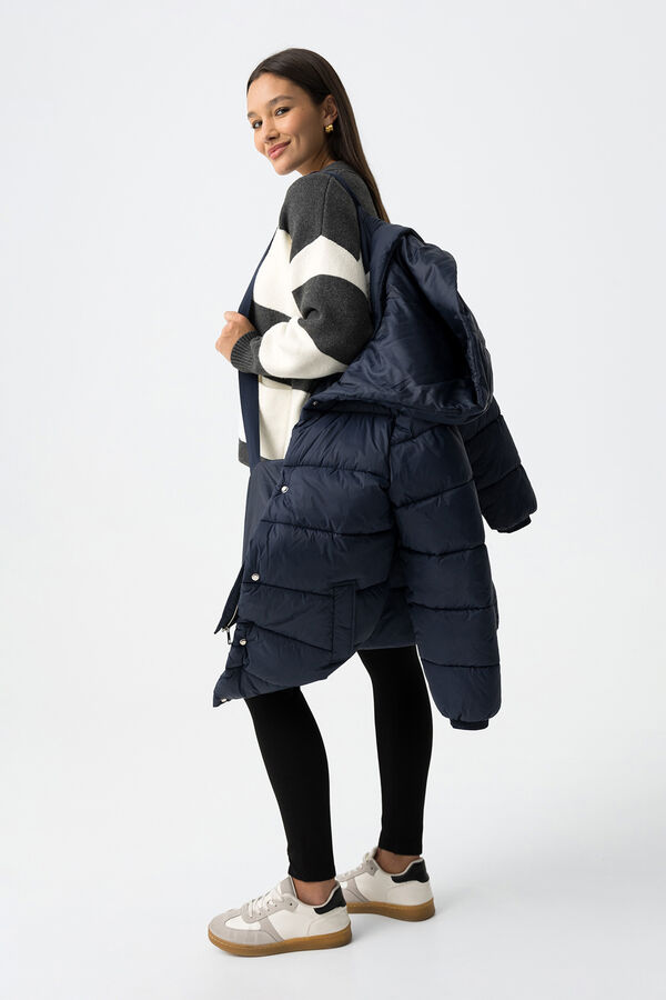 Tiffosi Sobretudo longo de nylon acolchoado azul