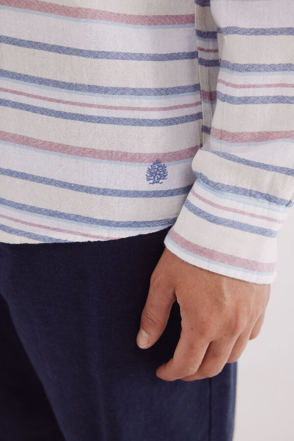 Springfield Camisa polera jacquard rayas horizontales azul