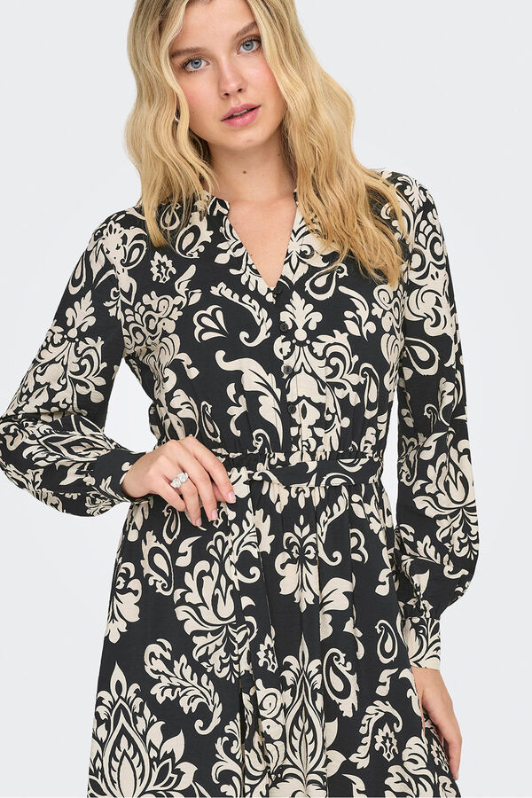 JDY Vestido curto estampado preto