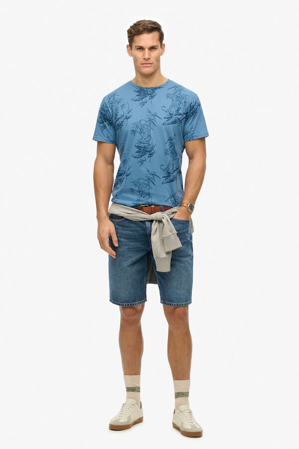 Superdry T-shirt estampada essencial cl&aacute;ssica  azul