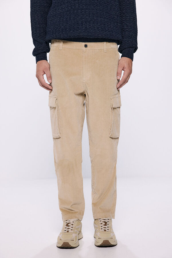 Springfield Pantal&oacute;n cargo pana slim fit beige