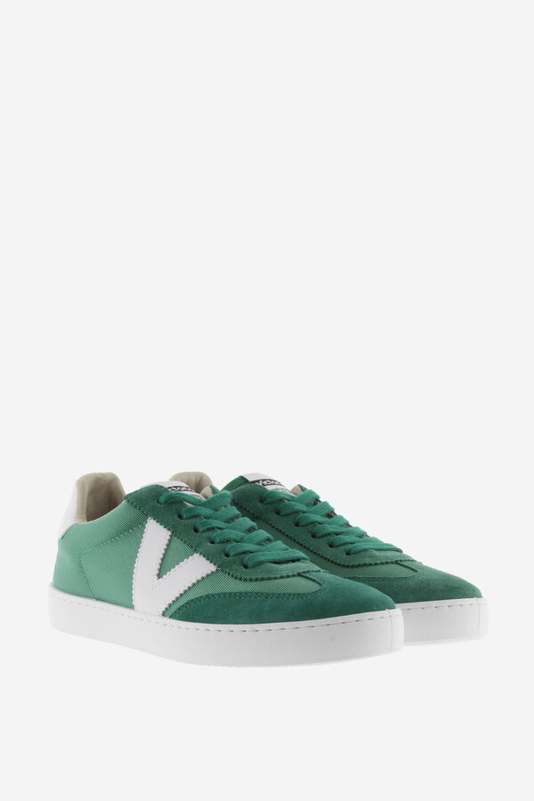 Victoria Zapatillas de nylon Victoria Berl&iacute;n Ciclista con piezas en contraste y de serraje al tono verde