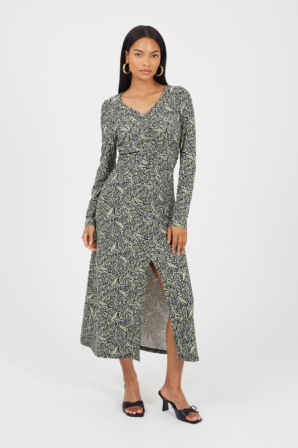 Brave Soul Vestido largo estampado verde