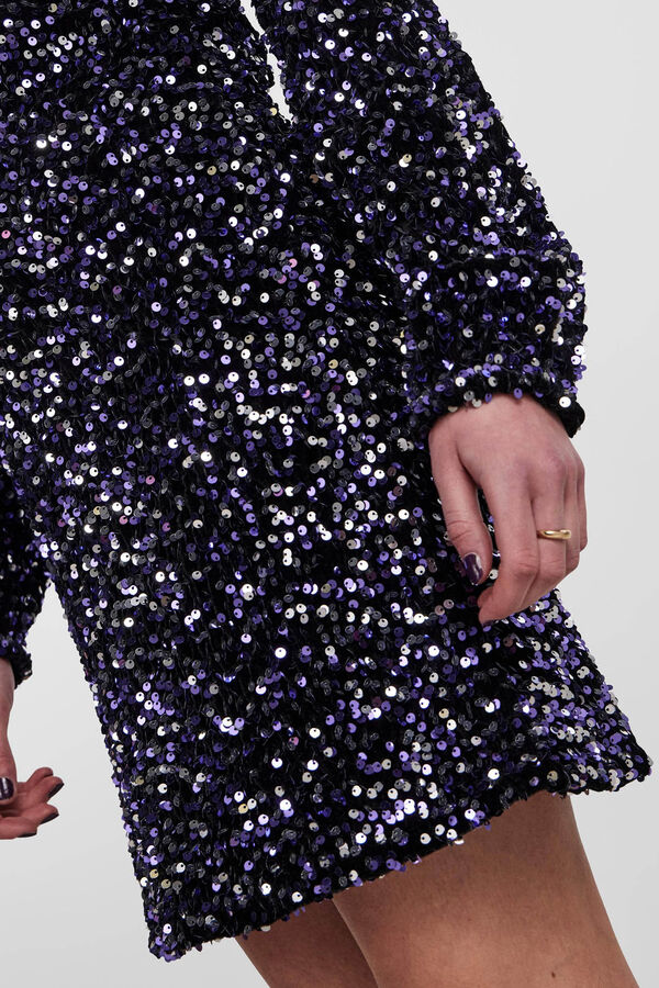 Pieces Vestido corto de lentejuelas negro