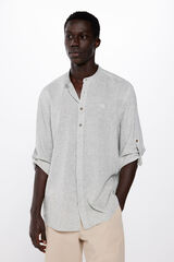 Springfield Camisa ligera estructura manga 3/4 con lino verde