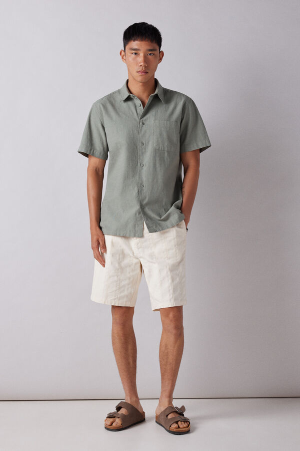 Springfield Camisa manga curta jacquard verde