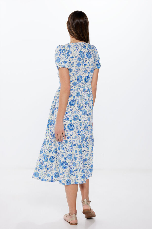 Springfield Vestido Midi Lino  beige