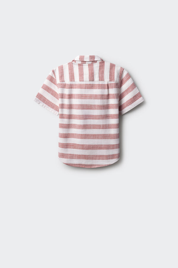 Springfield Kids Camisa listrada de riscas manga curta para menino borgonha
