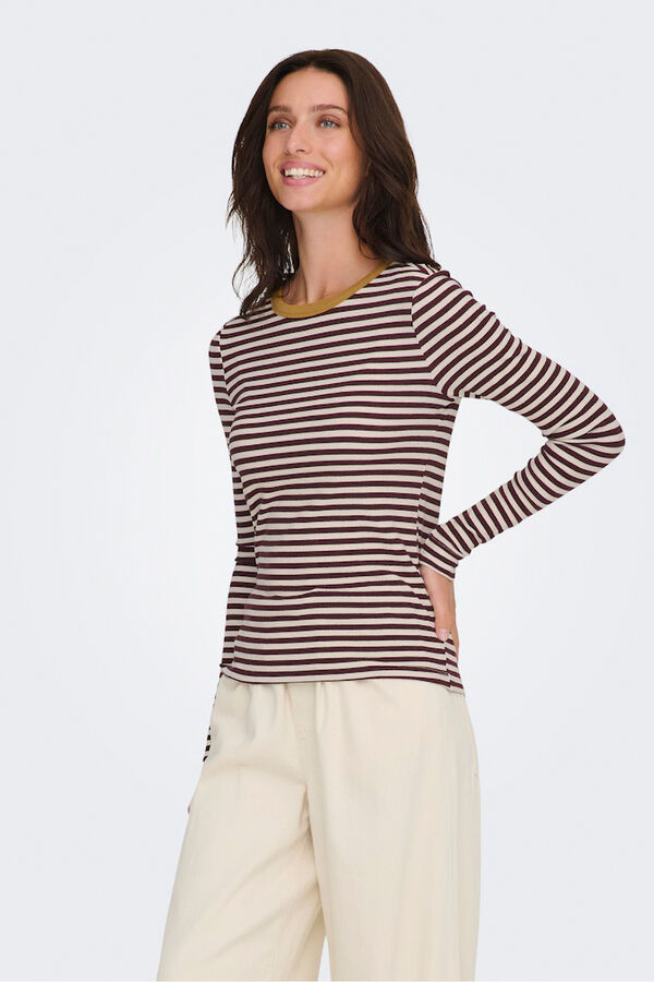 Only Camiseta de rayas manga larga estampado