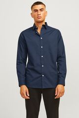 JJ REBEL Camisa slim de sarga azul