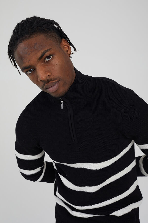 Brave Soul Jersey de punto a rayas negro