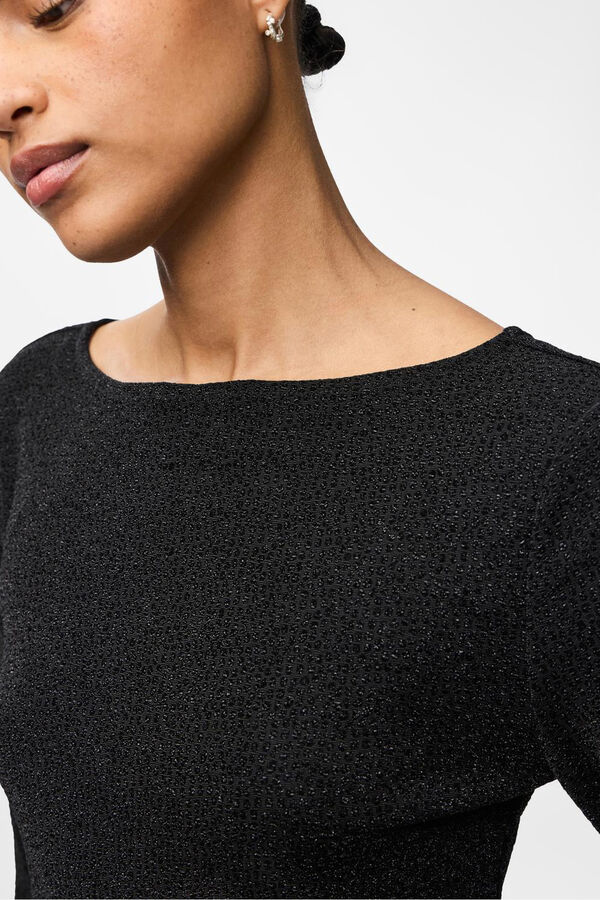 Pieces Top lurex manga larga negro