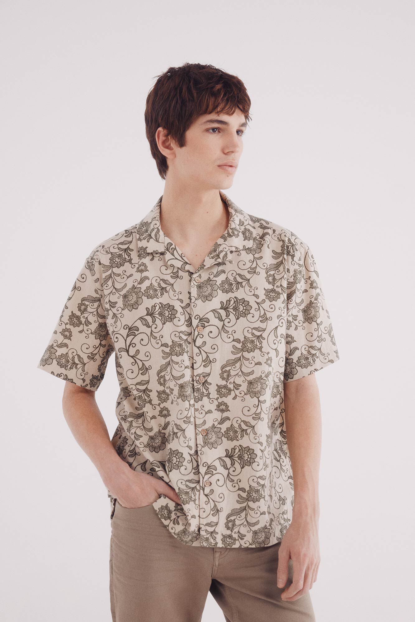 Springfield Camisa manga corta algod&oacute;n estampado