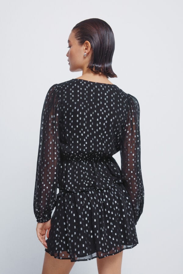 Springfield Blusa lurex goma cintura negro