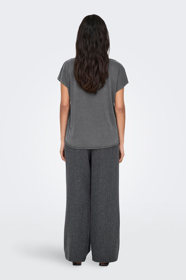 Only Camiseta con manga en corte diagonal gris