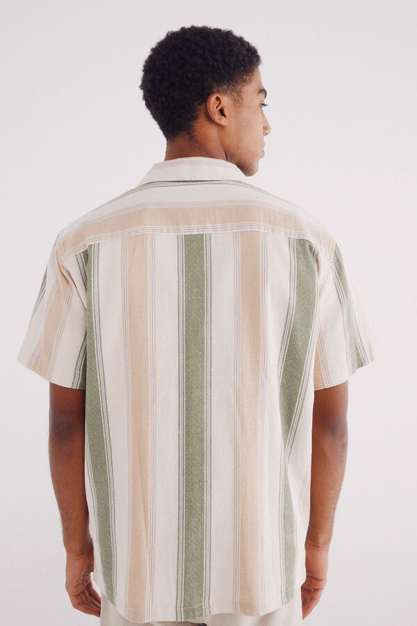 Springfield Camisa manga curto linho riscas azul