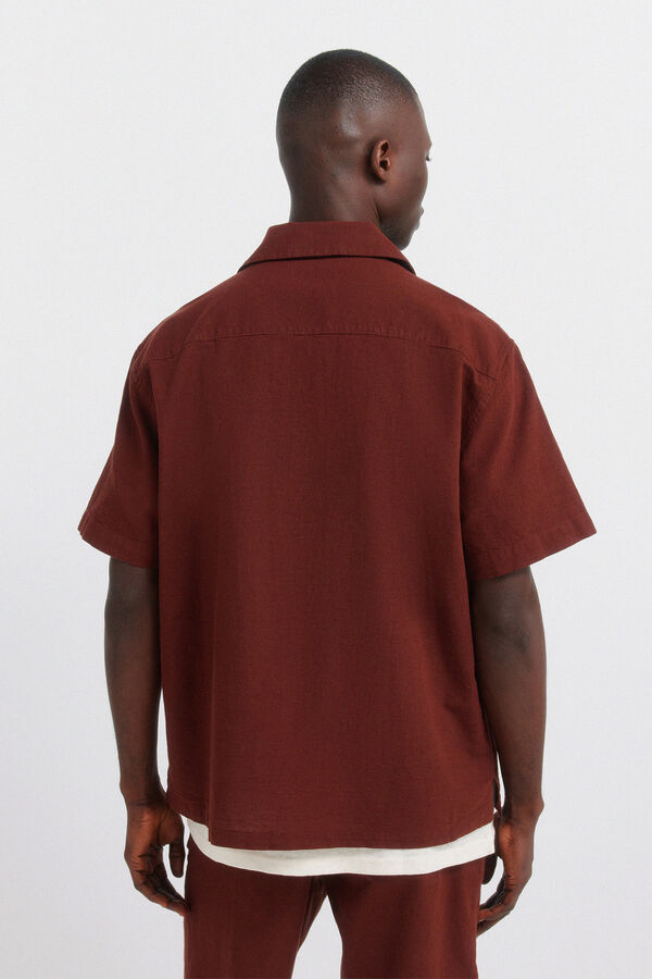 Springfield Camisa de manga curta bowling em linho cru