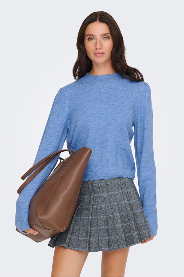 JDY Jersey cuello perkins azul