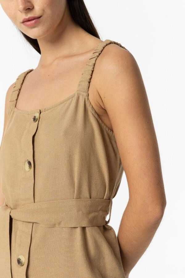 Tiffosi Vestido midi de linho com cinto cru