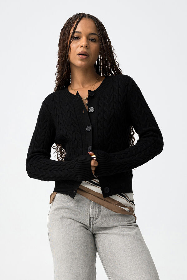 Tiffosi C&aacute;rdigan Slim Punto de Cable negro