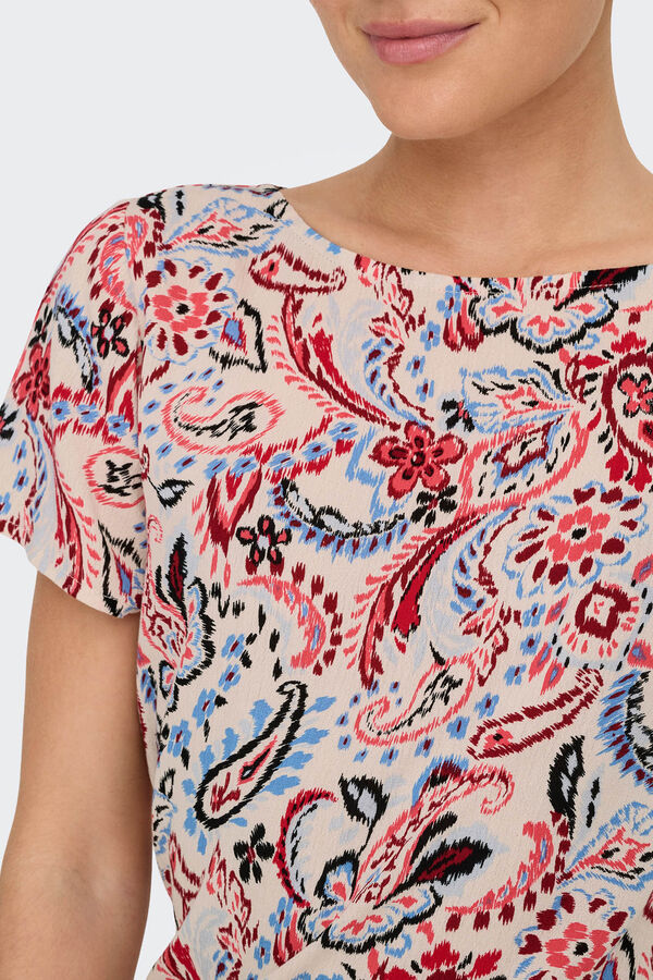 JDY Blusa manga curta estampada cru