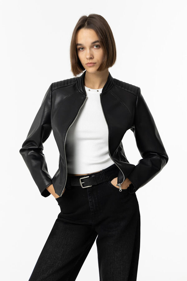 Tiffosi Jaqueta de couro sint&eacute;tico preto