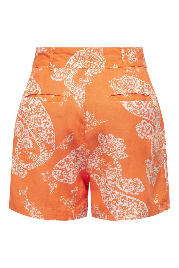 Springfield Pantalón corto estampado de lino naranja