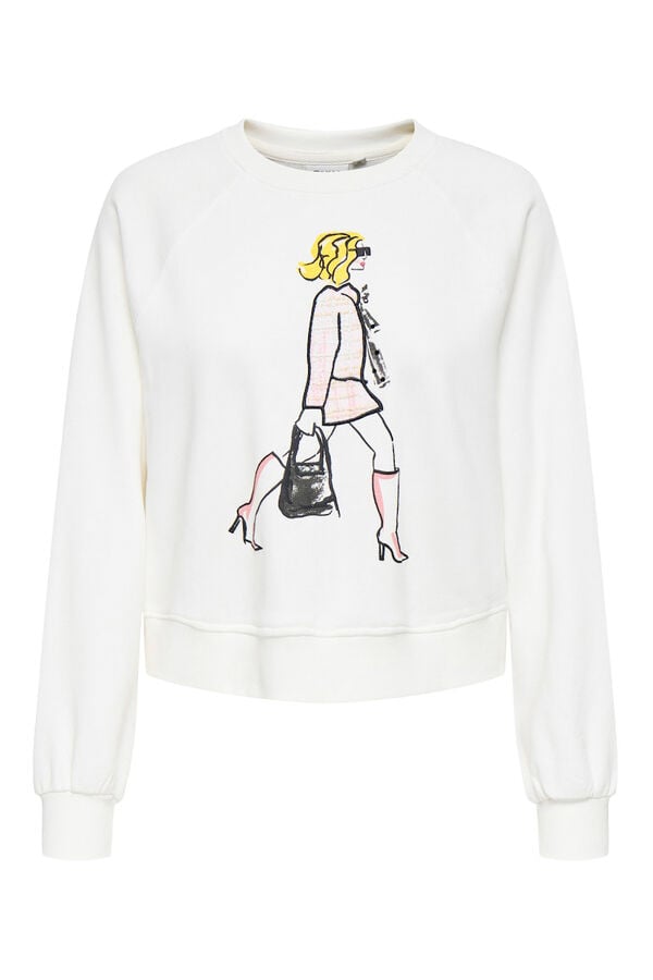 Only Sudadera dibujo frontal blanco