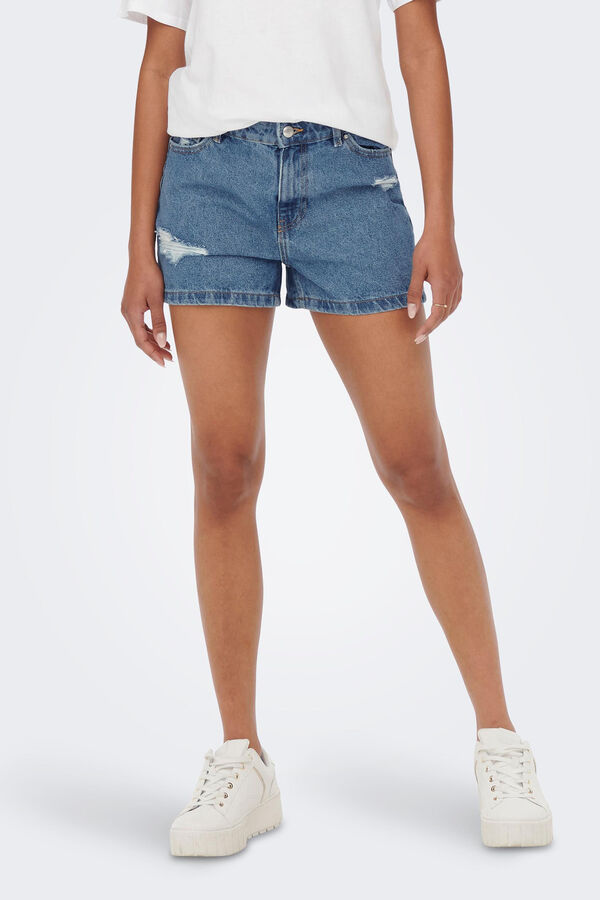 Only Vaquero corto Mom Fit azul