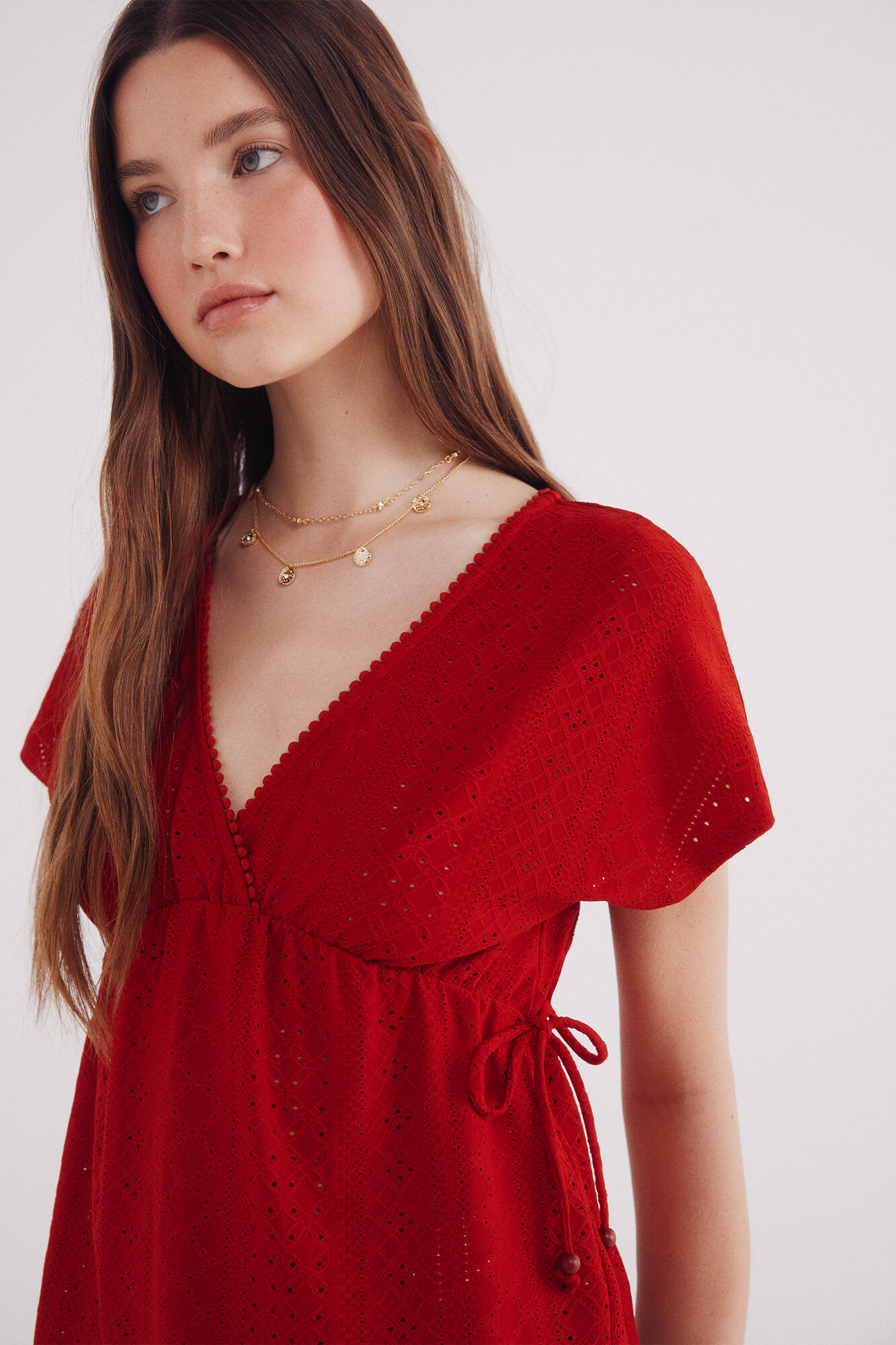 Springfield Top bordado su&iacute;&ccedil;o com amarra&ccedil;&atilde;o na cintura