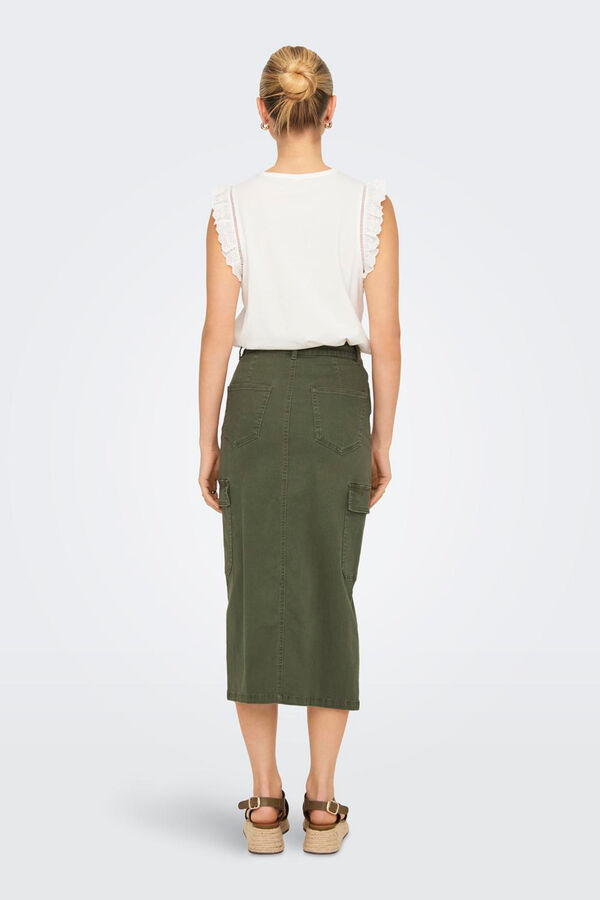 Only Falda midi ajustada tipo cargo verde
