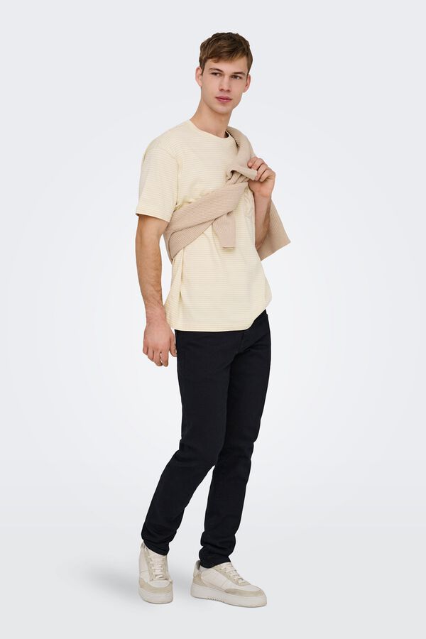 Only & Sons T-shirt de manga curta bege