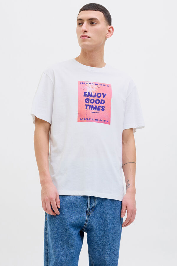 Jack & Jones Camiseta relaxed fit estampada blanco