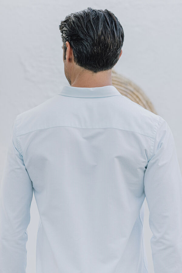 Celopman Camisa com listras diplom&aacute;ticas  azul