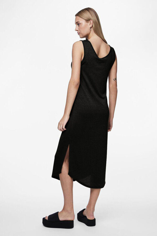 Pieces Vestido midi fluido com lurex preto