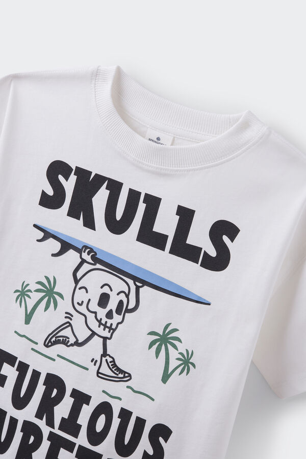 Springfield Kids T-shirt "furious surfers" rapaz bege