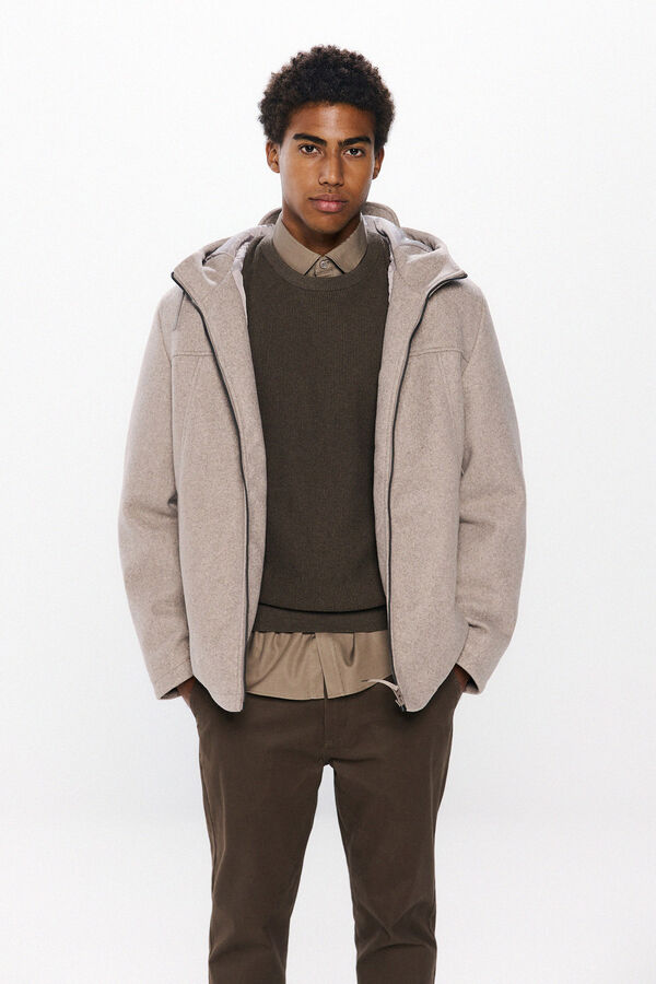 Springfield Parka curta com efeito de l&atilde; cru