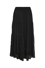 Noisy May Saia longa esvoaçante com babados preto