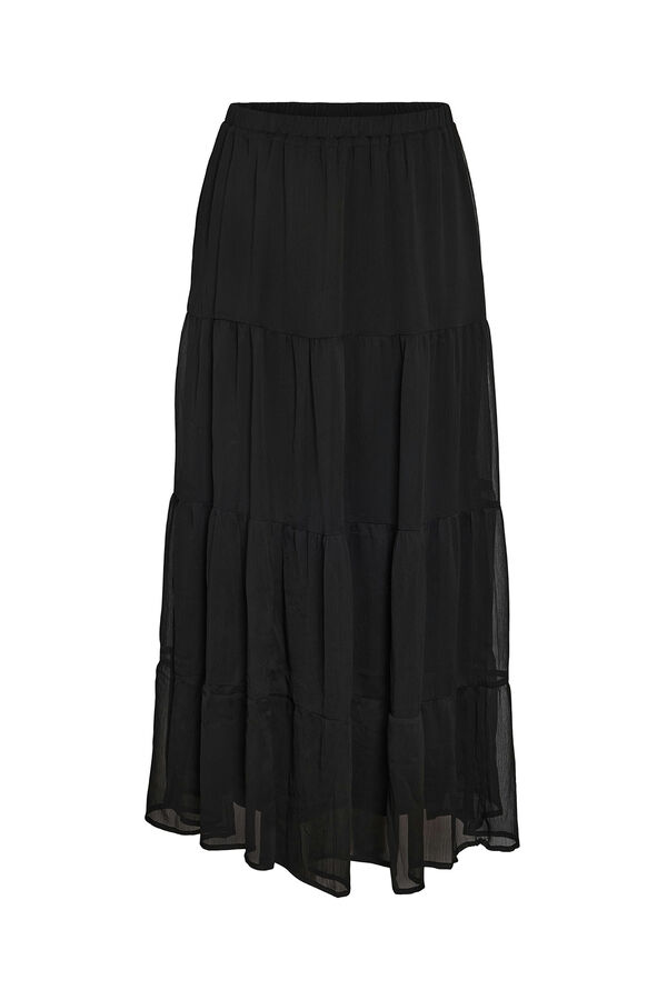 Noisy May Saia longa esvoaçante com babados preto