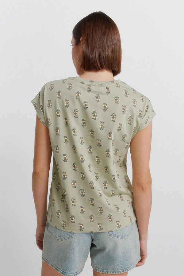 Springfield T-shirt de manga curta estampada verde