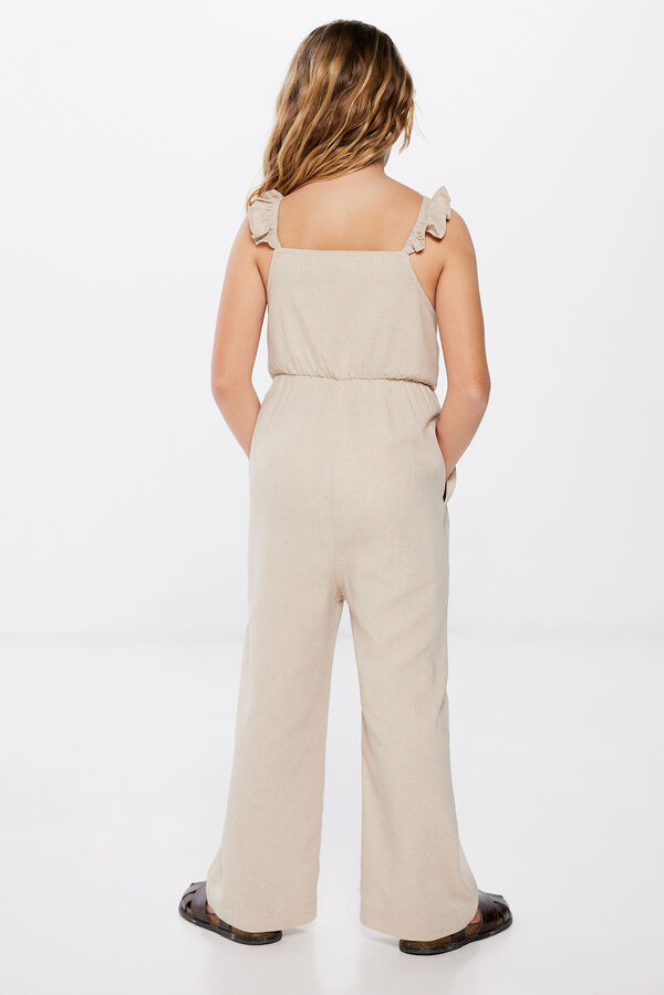 Springfield Kids Macac&atilde;o linho folhos menina camel