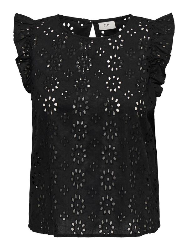 JDY Blusa manga corta bordado negro